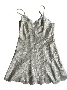 90s vintage Victoria's Secret gold tag White Lace-Trimmed Satin Chemise